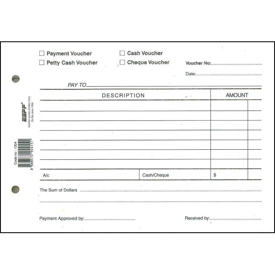 4 in 1 Voucher Pad of 100 (Cash/Petty Cash/Payment/Cheque) – VIP