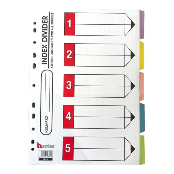Pentex A4 5 Colour Index Paper Divider 10 Sets – VIP Educational ...